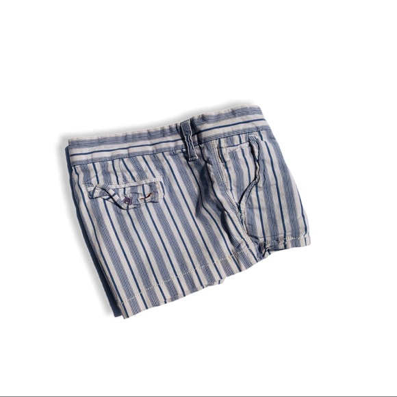 Hollister Blue Stripe Ladies Short Shorts 7 - Picture 4 of 7